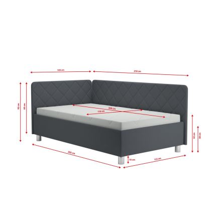 Čalúnená váľanda s úložným priestorom a matracom EMILE 110x200 cm šedá