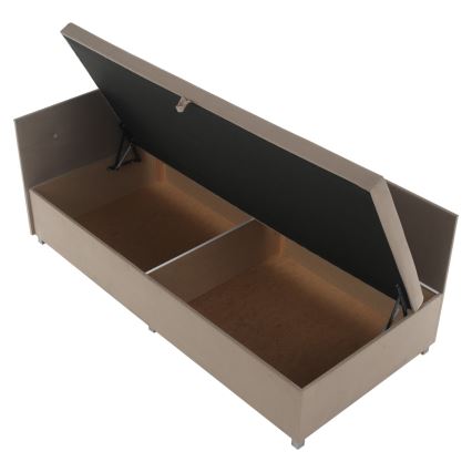 Čalúnená válenda s univerzálnym čelom a úložným priestorom AMSTERDAM 90x200 cm béžová