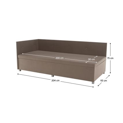 Čalúnená válenda s univerzálnym čelom a úložným priestorom AMSTERDAM 90x200 cm béžová