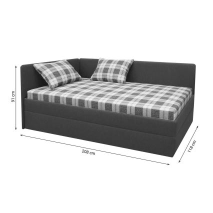 Čalúnená váľanda s univerzálnym L/P čelom ARLY 110x200 cm antracit/biela