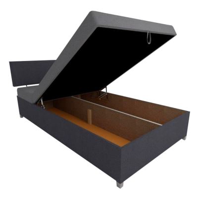 Čalúnená válenda s polohovaním a úložným priestorom DALLAS 108x205 cm sivá/antracit