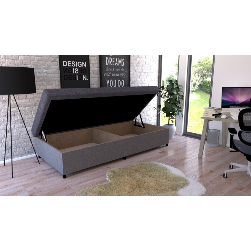 Čalúnená válenda s úložným priestorom CORY 80x200 sivá