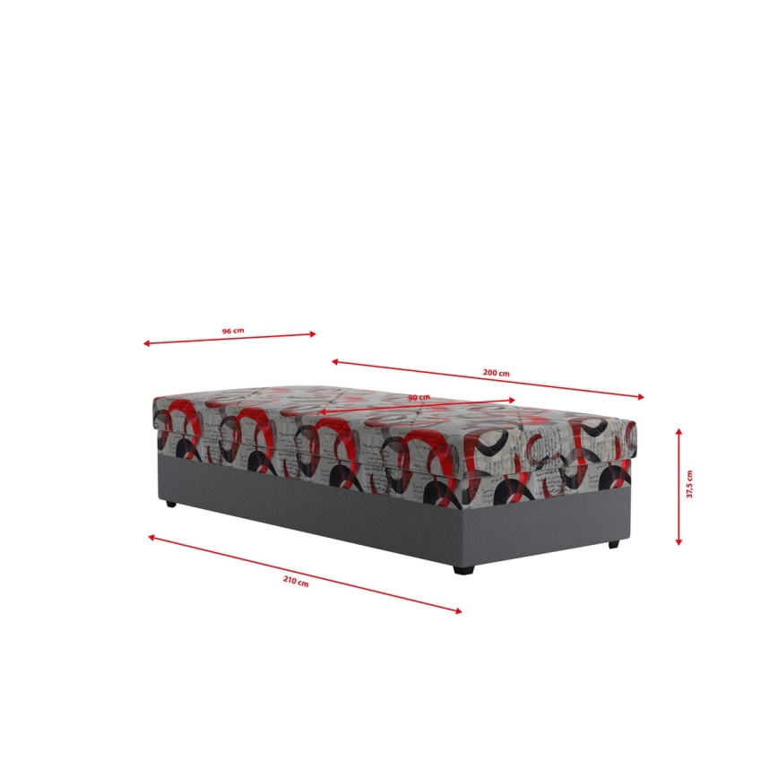 Čalúnená válenda s úložným priestorom ESTEL 90x200 cm sivá