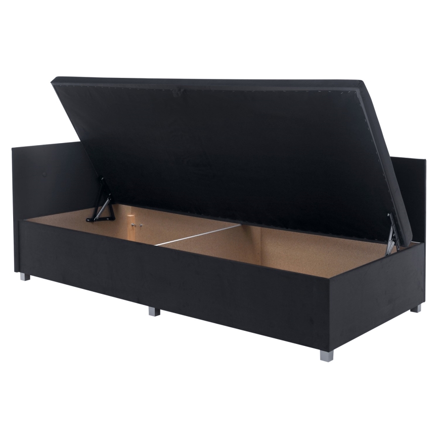 Čalúnená válenda s univerzálnym čelom a úložným priestorom AMSTERDAM 90x200 cm sivá