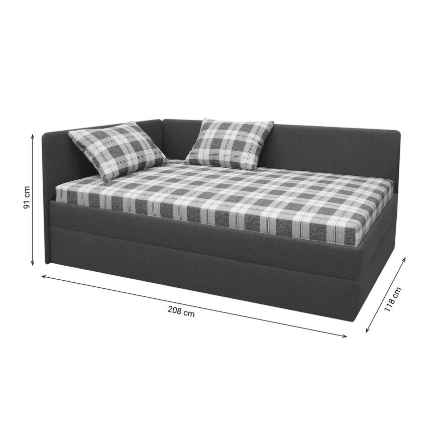 Čalúnená válenda s univerzálnym čelom L/P ARLY 110x200 cm antracit/biela