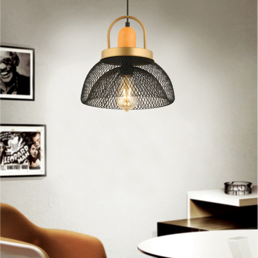 Candelabru MONZA 1xE27/40W/230V priemer 29 cm čierny/zlatý