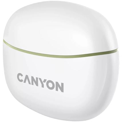 Canyon - Bezdrôtové stereo slúchadlá True Wireless 500 mAh + 2x 40 mAh biela/zelená