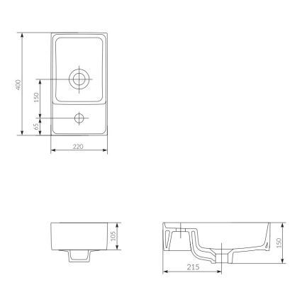 Cersanit K114-004 - Umývadlo na dosku CREA 22x40 cm keramika/lesklá biela