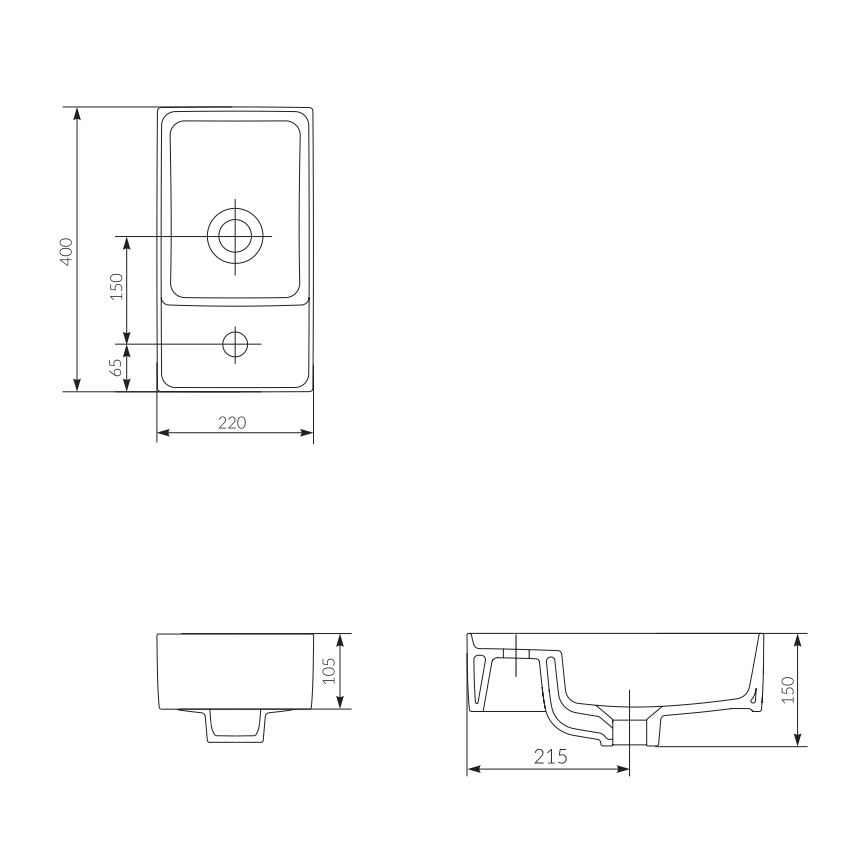 Cersanit K114-004 - Umývadlo na dosku CREA 22x40 cm keramika/lesklá biela