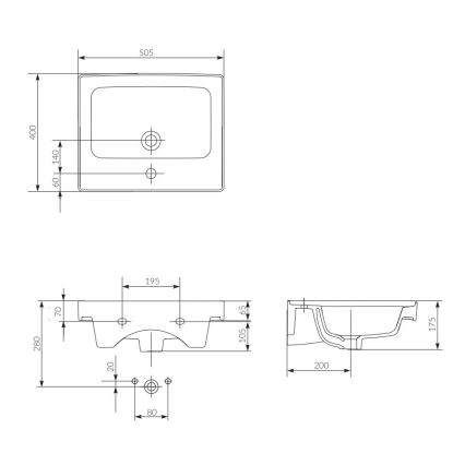 Cersanit K114-005 - Zápustné umývadlo CREA 40x50,5 cm keramika/lesklá biela
