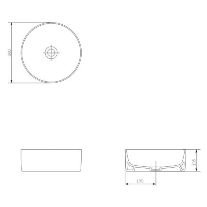 Cersanit K114-020 - Umývadlo na dosku CREA pr. 38 cm keramika/lesklá biela