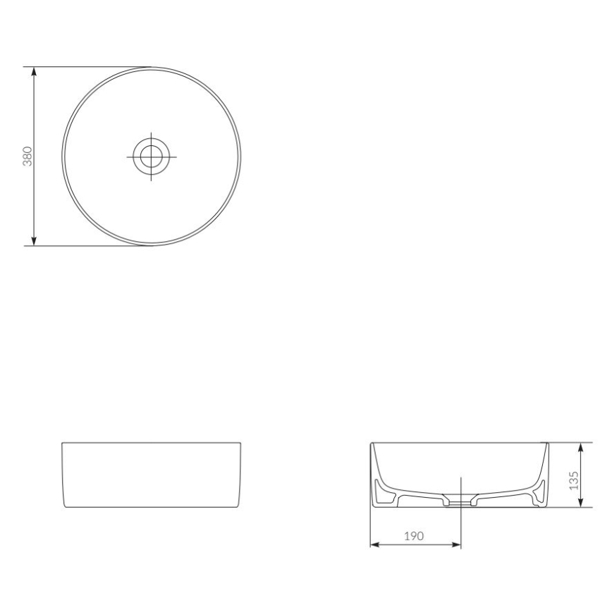 Cersanit K114-020 - Umývadlo na dosku CREA pr. 38 cm keramika/lesklá biela