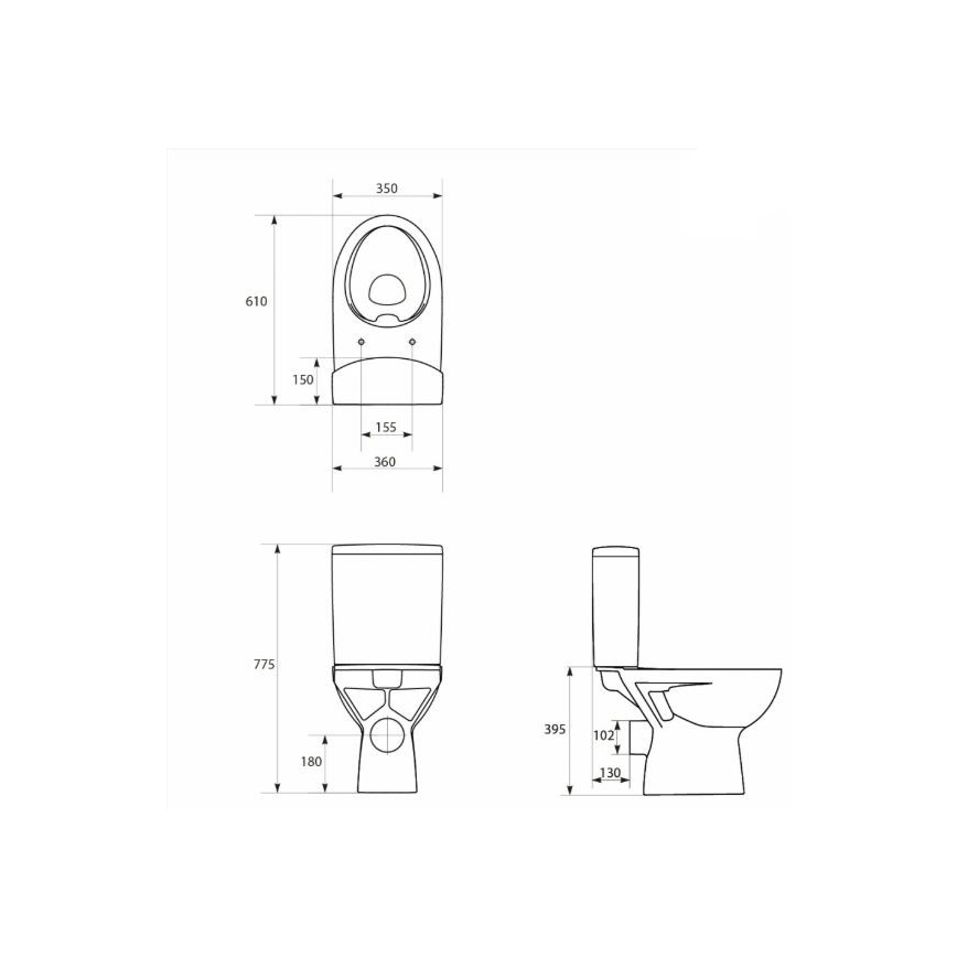 Cersanit K27-062 - Podlahové WC PARVA keramika/biela