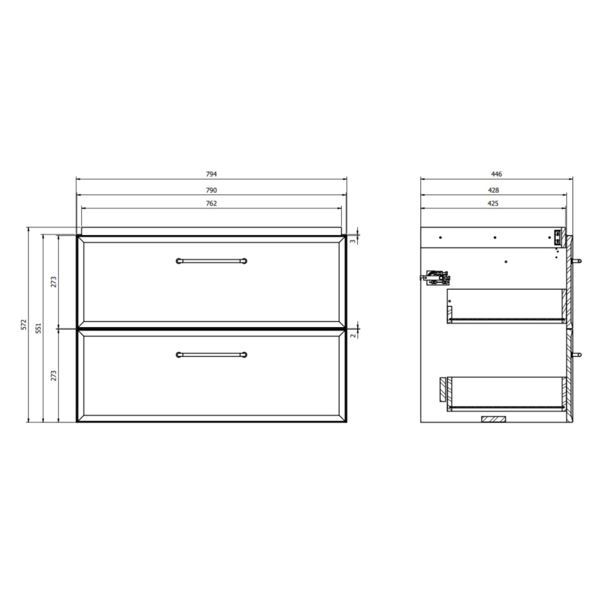 Cersanit S1017-004 - Závesná kúpeľňová skrinka pod umývadlo MILLE 80x45 cm mentolová