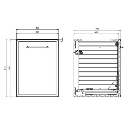 Cersanit S1022-010 - Závesná kúpeľňová skrinka s košom na prádlo MILLE 40x45 cm mintová