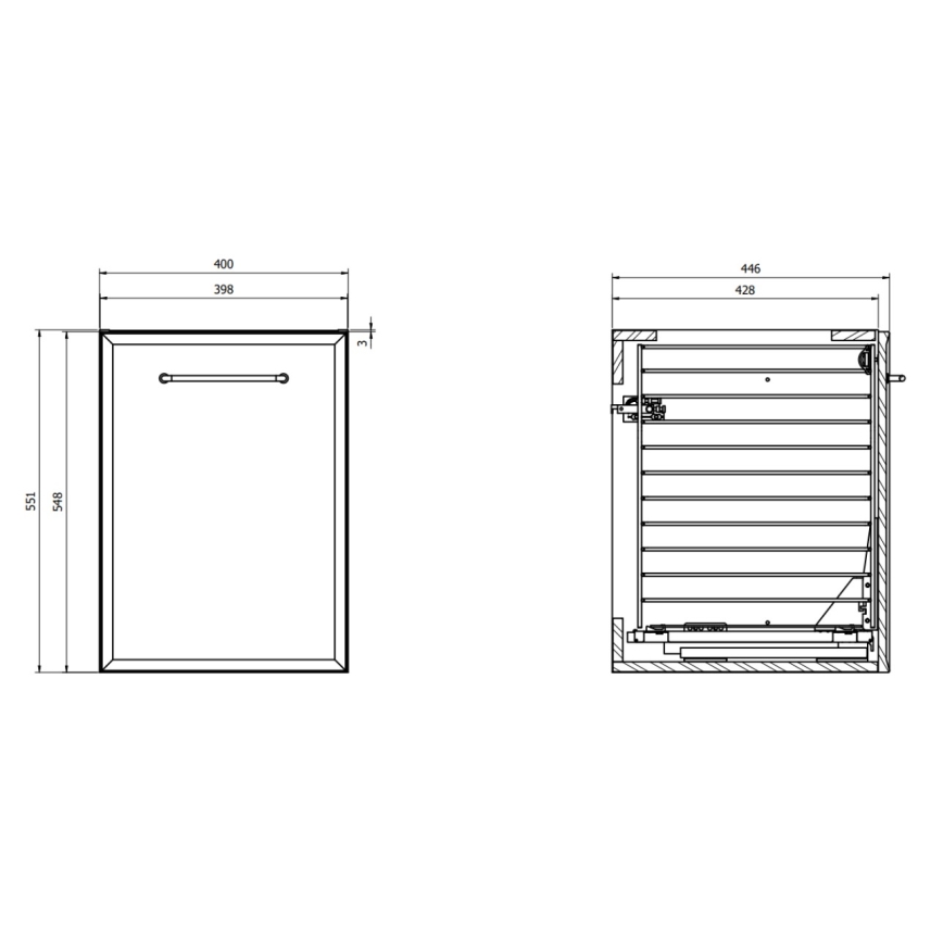 Cersanit S1022-012 - Závesná kúpeľňová skrinka s košom na bielizeň MILLE 40x45 cm čierna
