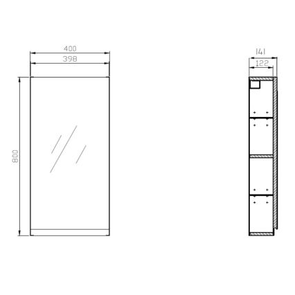 Cersanit S590-030 - Zrkadlová kúpeľňová skrinka MODUO 80x40 cm