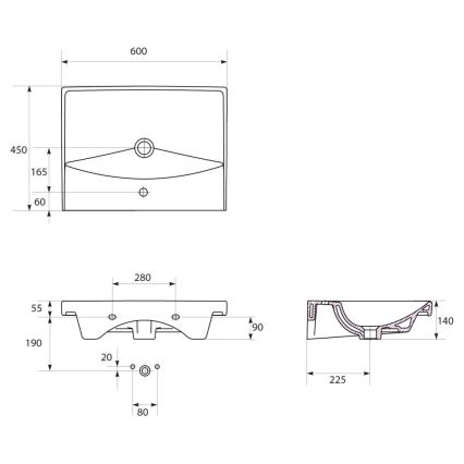 Cersanit S801-142-DSM - Závesná kúpeľňová skrinka s umývadlom LARA CITY 60x45 cm biela