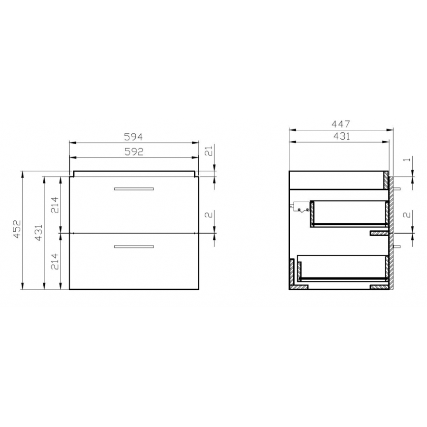 Cersanit S801-142-DSM - Závesná kúpeľňová skrinka s umývadlom LARA CITY 60x45 cm biela