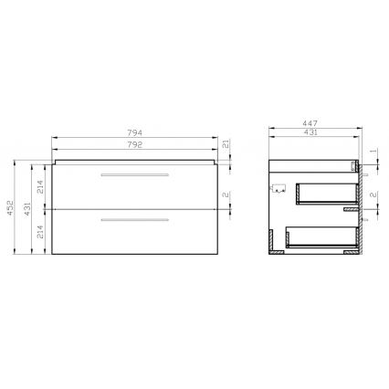 Cersanit S801-149-DSM - Závesná kúpeľňová skrinka s umývadlom LARA 80x45 cm biela