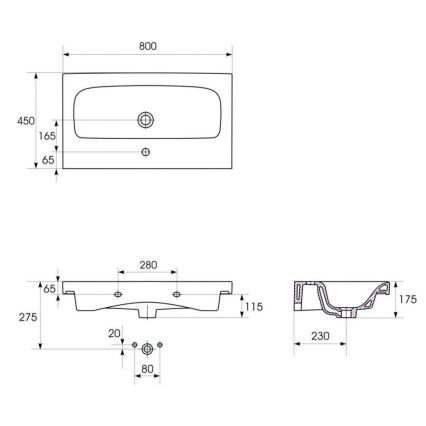 Cersanit S801-221-DSM - Závesná kúpeľňová skrinka s umývadlom MODUO 80x45 cm lesklá biela