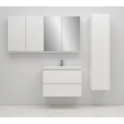 Cersanit S801-225-DSM - Závesná kúpeľňová skrinka s umývadlom MODUO SLIM 62x80 cm lesklá biela