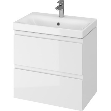 Cersanit S801-227-DSM - Závesná kúpeľňová skrinka s umývadlom MEDA SLIM 62x60 cm lesklá biela
