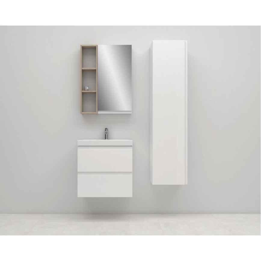 Cersanit S801-229-DSM - Závesná kúpeľňová skrinka s umývadlom MEDA SLIM 62x50 cm lesklá biela