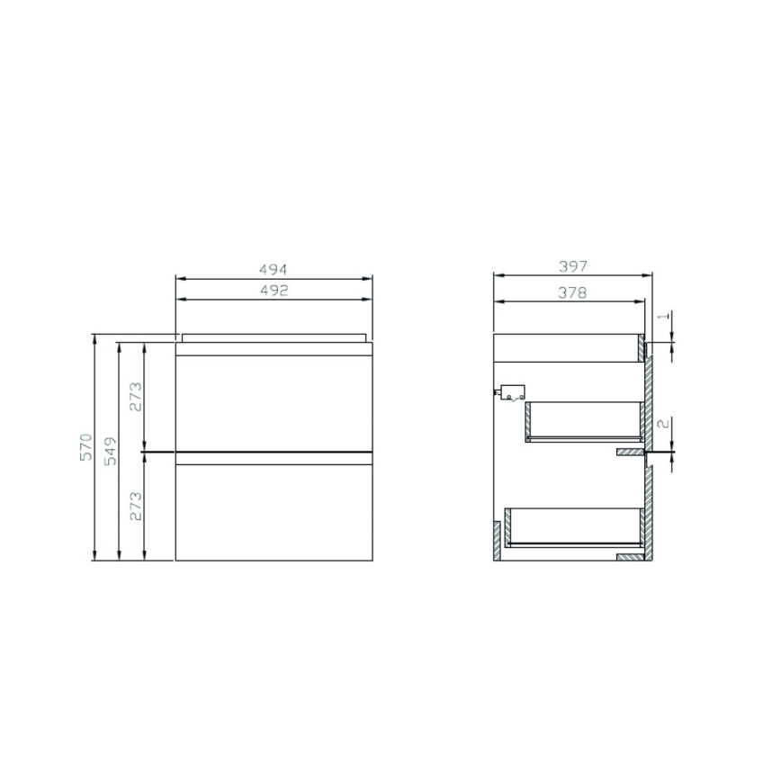 Cersanit S801-312-ECO - Závesná kúpeľňová skrinka s umývadlom MODUO 50x40 cm biela