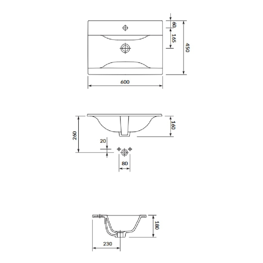 Cersanit S801-457 - Závesná kúpeľňová skrinka s umývadlom NIKO 60x45 cm, dekor orech