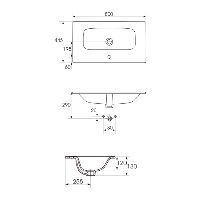 Cersanit S801-538 - Závesná kúpeľňová skrinka s umývadlom NIKO 80x45 cm biela