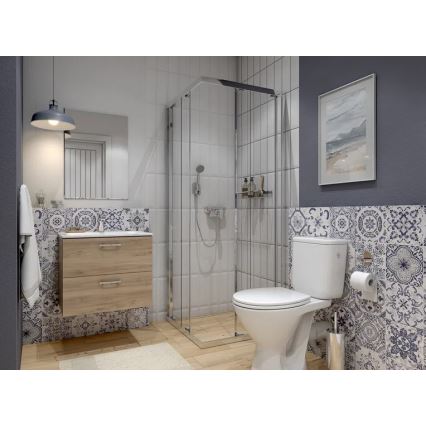 Cersanit S801-539 - Závesná kúpeľňová skrinka s umývadlom NIKO 80x45 cm orech