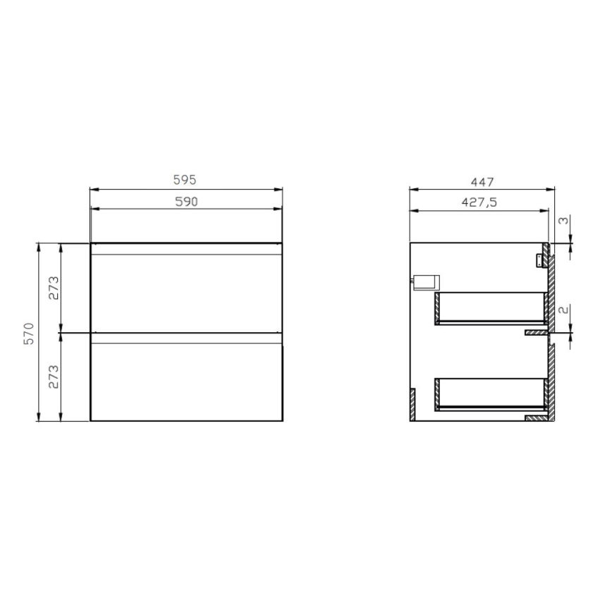 Cersanit S929-010 - Závesná kúpeľňová skrinka pod umývadlo MODUO 59,5x44,7 cm lesklá biela