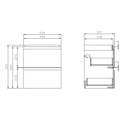 Cersanit S929-012 - Závesná kúpeľňová skrinka pod umývadlo MODUO 49,4x39,7 cm lesklá biela