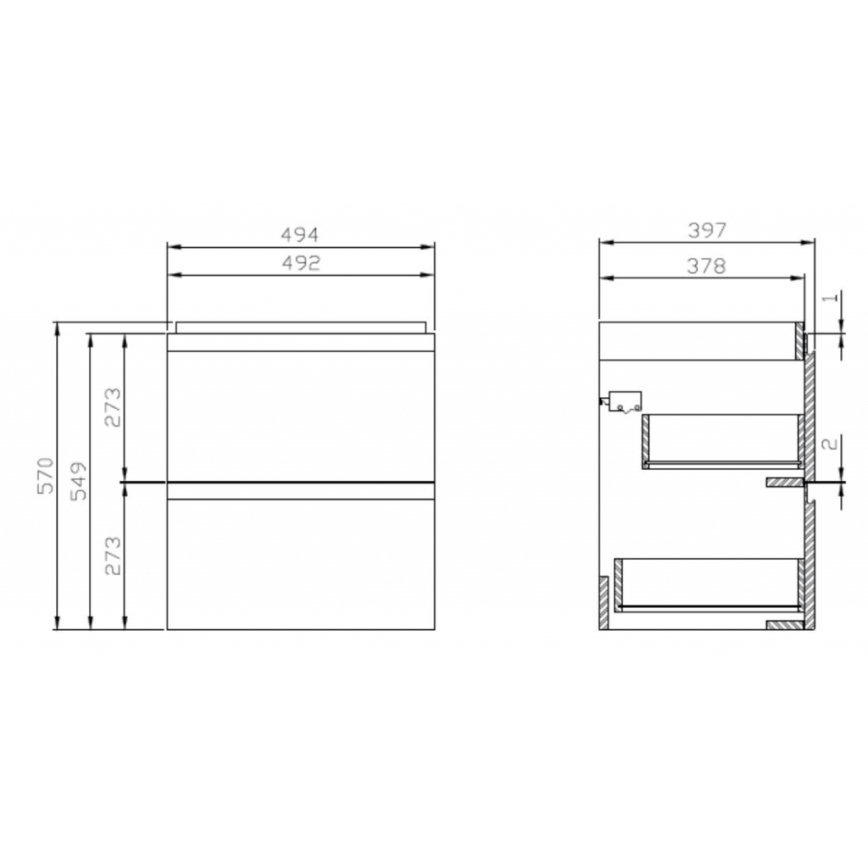 Cersanit S929-012 - Závesná kúpeľňová skrinka pod umývadlo MODUO 49,4x39,7 cm lesklá biela