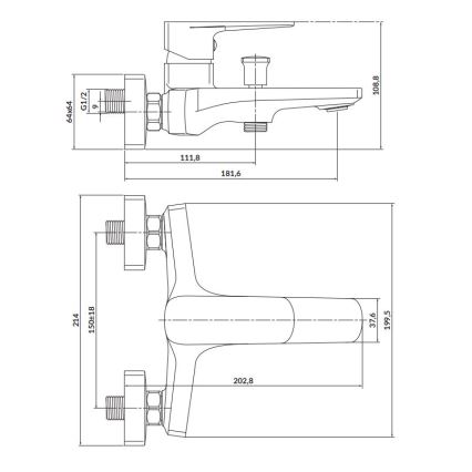 Cersanit S951-377 - Vaňová batéria LARGA lesklý chróm