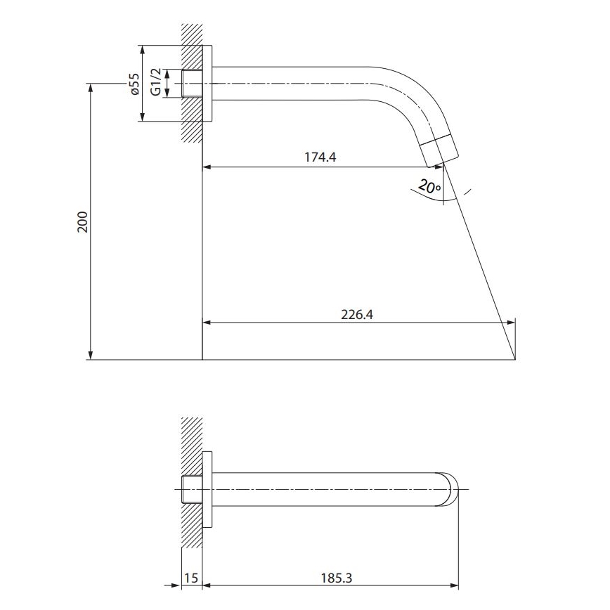 Cersanit S951-553 - Výtoková hubica na podomietkovú inštaláciu ZEN lesklý chróm