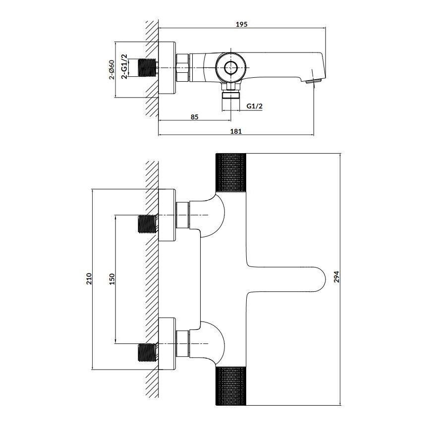 Cersanit S951-566 - Termostatická vaňová batéria ZEN čierna