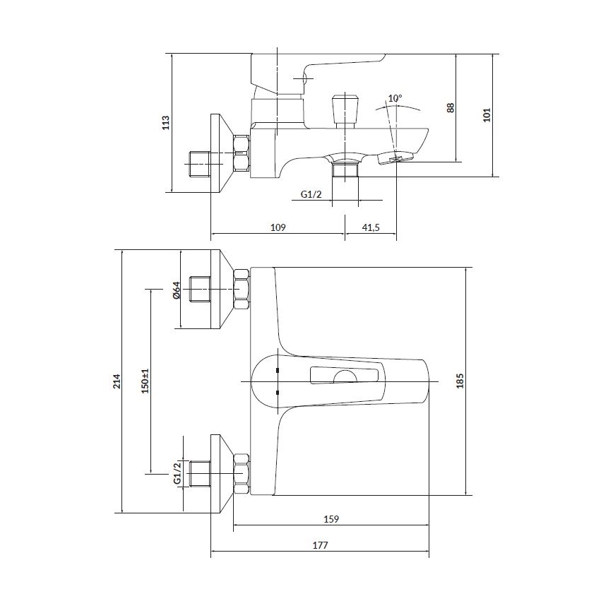 Cersanit S952-003 - Vaňová súprava s batériou + umývadlová batéria MILLE lesklý chróm