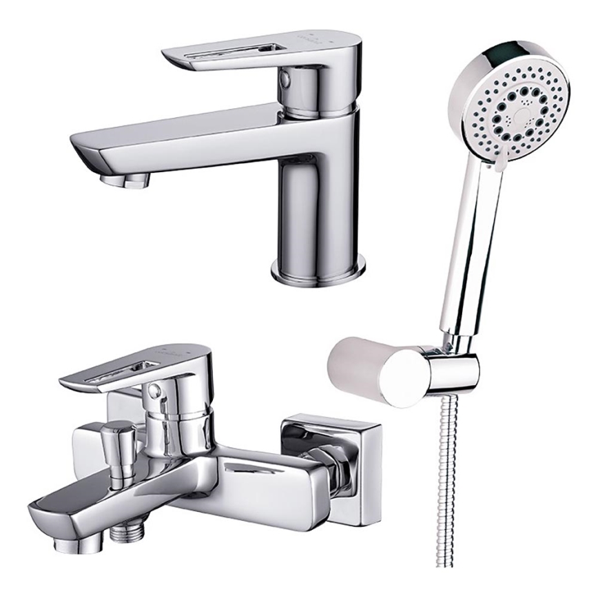 Cersanit S952-003 - Vaňová súprava s batériou + umývadlová batéria MILLE lesklý chróm