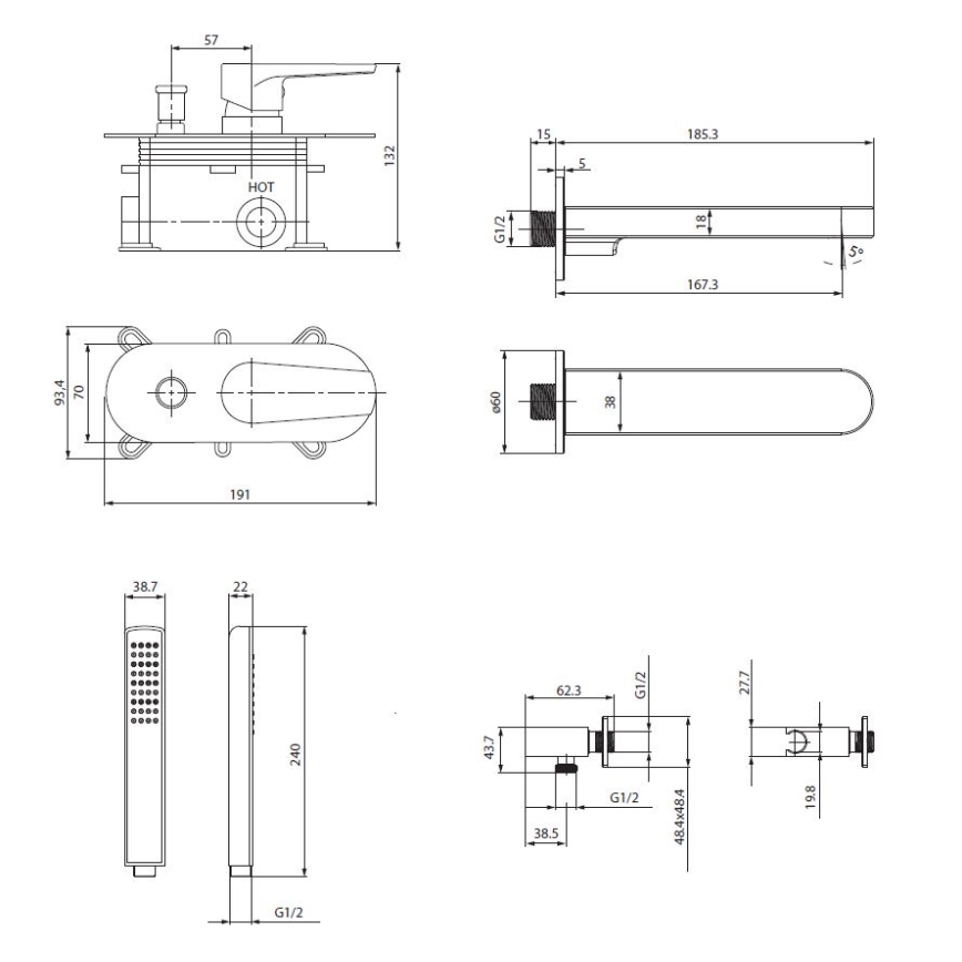 Cersanit S952-040 - Vaňová súprava s podomietkovou batériou MODUO lesklý chróm
