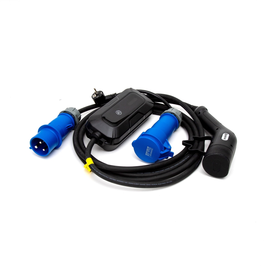 Cestovná nabíjacia stanica pre elektromobily EV/PHEV AC Type 2 32A/230V 7,4kW IP55 5m + adaptér 230V 3,7kW + puzdro