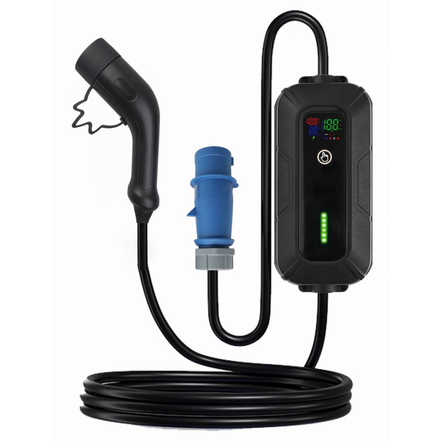 Cestovná nabíjacia stanica pre elektromobily EV/PHEV AC Type 2 32A/230V 7,4kW IP55 5m + adaptér 230V 3,7kW + puzdro