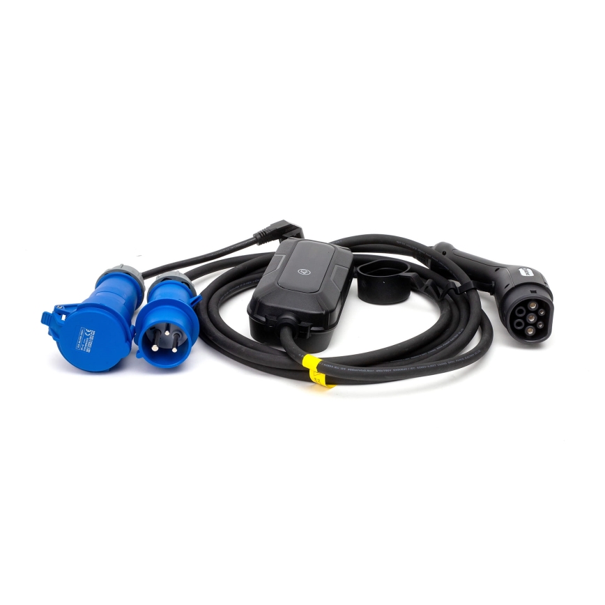 Cestovná nabíjacia stanica pre elektromobily EV/PHEV AC Type 2 32A/230V 7,4kW IP55 5m + adaptér 230V 3,7kW + puzdro