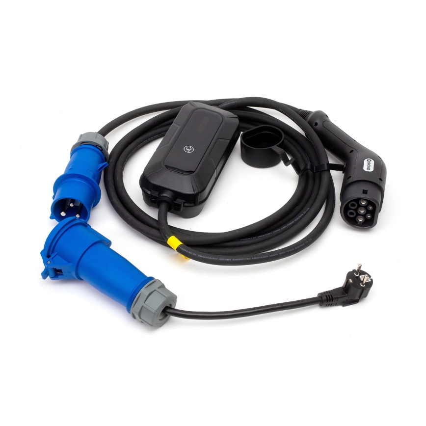 Cestovná nabíjacia stanica pre elektromobily EV/PHEV AC Type 2 32A/230V 7,4kW IP55 5m + adaptér 230V 3,7kW + puzdro