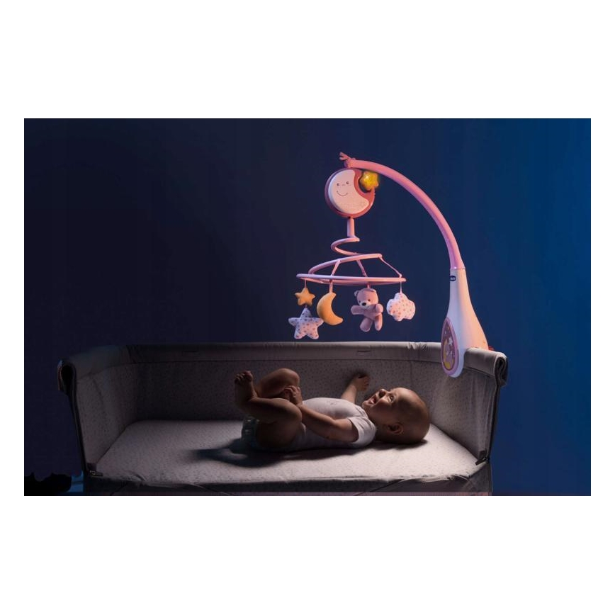 Chicco - Kolotoč nad postieľku s melódiou 3v1 NEXT2DREAMS 3xAA ružová
