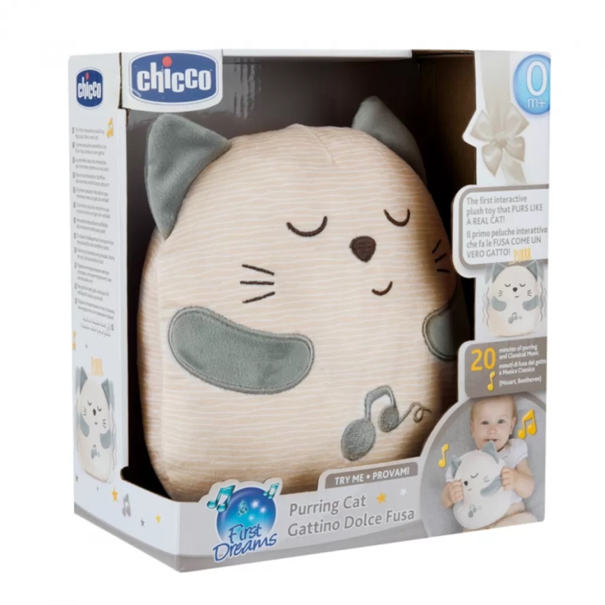 Chicco - Plyšová interaktívna hračka mačka 3xAAA