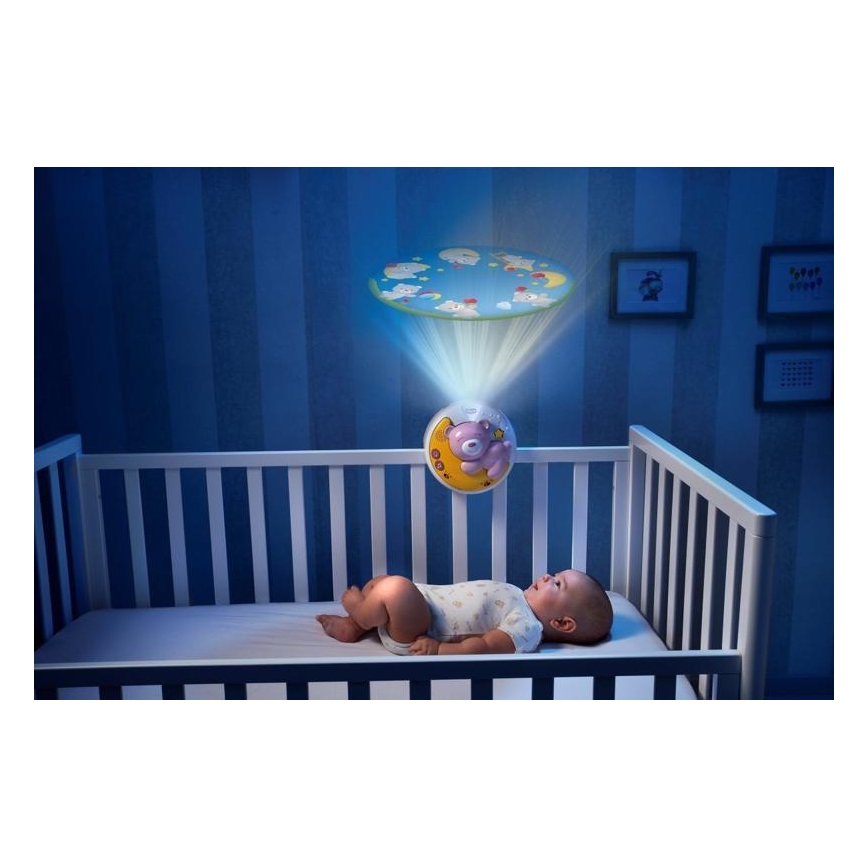 Chicco - Projektor nad postieľku s melódiou 3v1 NEXT2MOON ružová