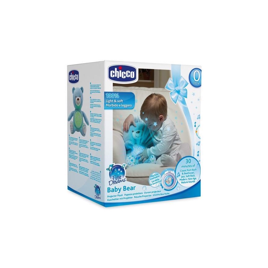 Chicco - Projektor s melódiou BABY BEAR 3xAAA modrá