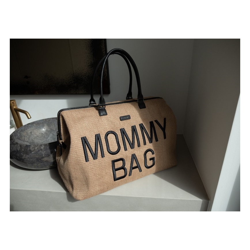 Childhome - Prebaľovacia taška MOMMY BAG RAFFIA LOOK béžová
